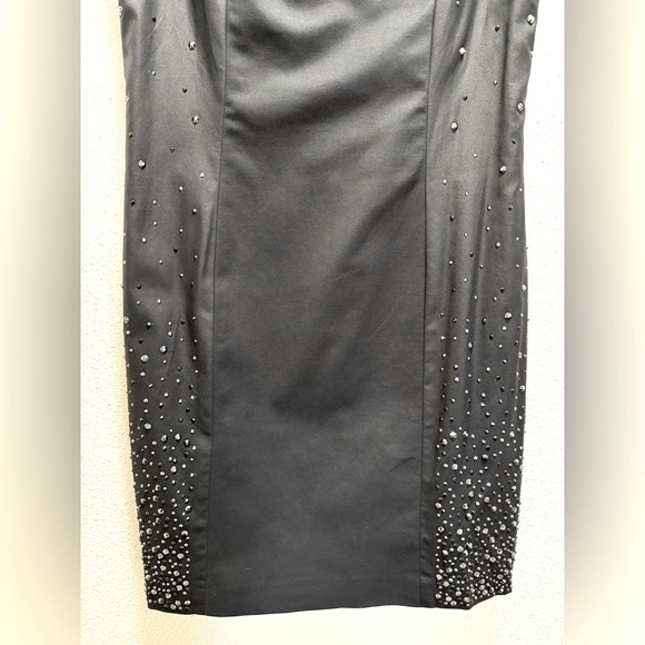 Rag & Bone Midi Dress Black Rhinestone Accents Back Zipper Stretch Black Size 6 - Picture 4 of 11